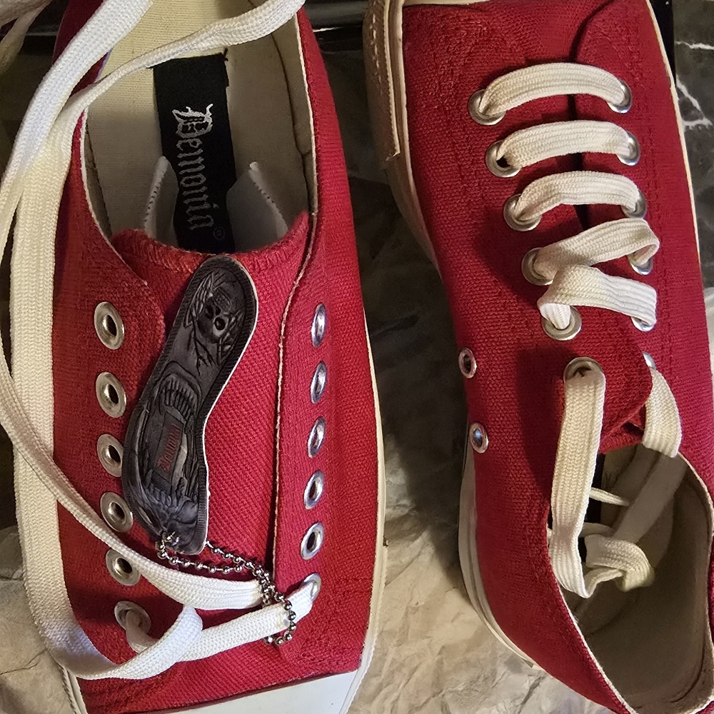 Demonia Red and White Women's Sneakers